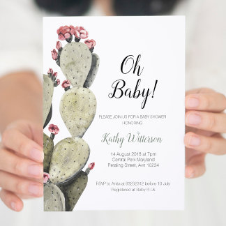Cactus Baby Shower Girl Einladung