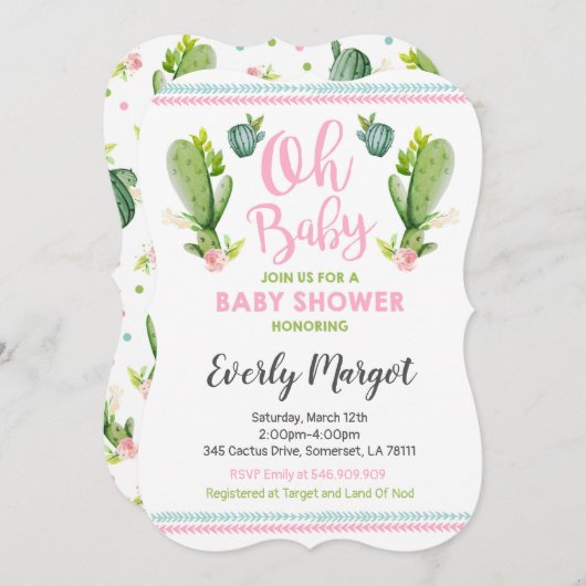 Cactus Baby Shower Invitation Sukkulente Dusche Einladung (Vorne/Hinten)