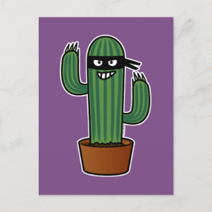 Cactus bandido ninja masked sneaky bandit postkarte