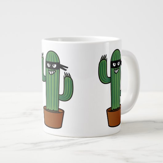 Cactus bandido ninja maskierte sneakische Bandit Jumbo-Tasse (Vorderseite Rechts)