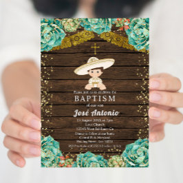 Cactus Baptism Invitation for Boy Einladung