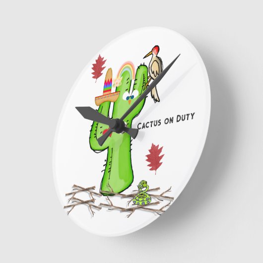 Cactus Bird Clock Runde Wanduhr (Winkel)