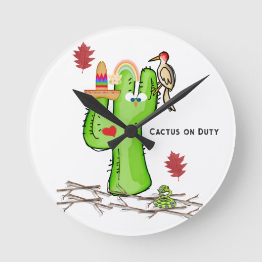 Cactus Bird Clock Runde Wanduhr (Vorderseite)