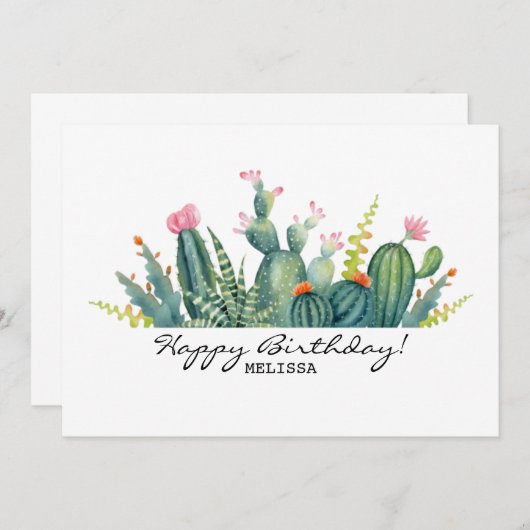 Cactus Birthday Card Einladung (Vorne/Hinten)