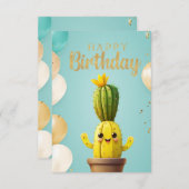 Cactus Birthday Joy: Geburtskarte Einladung (Vorne/Hinten)