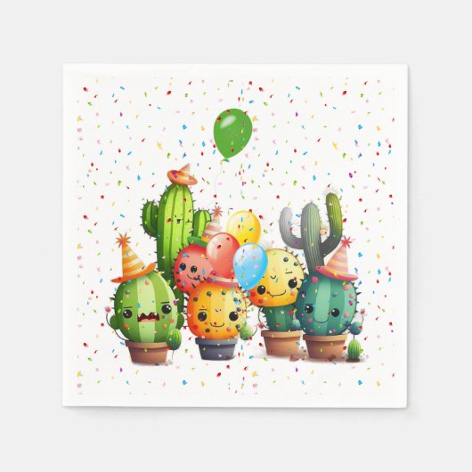 Cactus Birthday Party Group Serviette (Vorderseite)