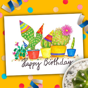 Cactus Birthday postcard von Nicole Janes Postkarte