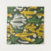 Cactus Black Background Vintag Pattern Wandteppich (Vorderseite (Horizontal))