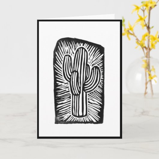 Cactus Block print Card Karte (Gelbe Blume)