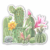 Cactus Blooming Garden Watercolor Südwestwüste Aufkleber (Vorderseite)