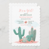 Cactus Blooms Girl Baby Shower Einladung (Vorne/Hinten)