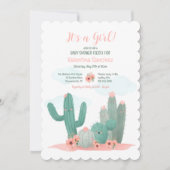 Cactus Blooms Girl Baby Shower Einladung (Vorderseite)