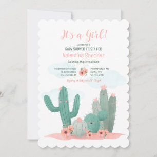 Cactus Blooms Girl Baby Shower Einladung