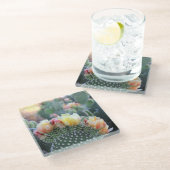 Cactus Blooms Yellow Pink Wüste Blume Foto Glasuntersetzer (Schrägansicht)