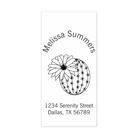 Cactus Blume Address Gummistempel (Prägung)