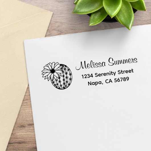 Cactus Blume Address Gummistempel