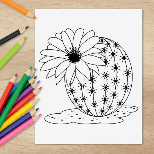 Cactus Blume Coloring Page Gummistempel