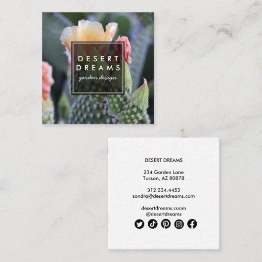 Cactus Blume Desert Garden Foto Tourismus Quadratische Visitenkarte (Vorne/Hinten)