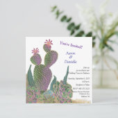 Cactus Blume Flat Save the Date Card Einladung (Stehend Vorderseite)