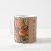 Cactus Blume Foto Bright Orange Wüstenblüten Kaffeetasse (Vorderseite Links)