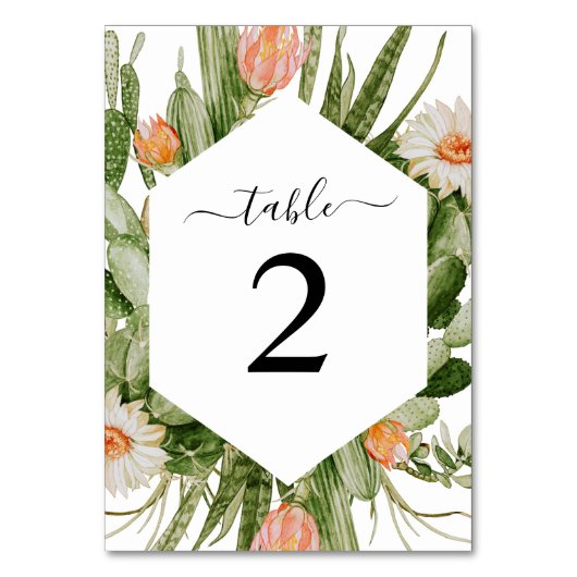 Cactus Blume Frame Table 2 Wedding Tischnummer (Vorderseite)