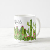 Cactus Blume Grüne rosa Text Wüste Keepake Spaß Kaffeetasse (VorderseiteRechts)