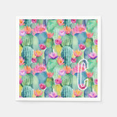 Cactus Blume INITIAL Wasserfarben Wüste farbenfroh Serviette (Vorderseite)
