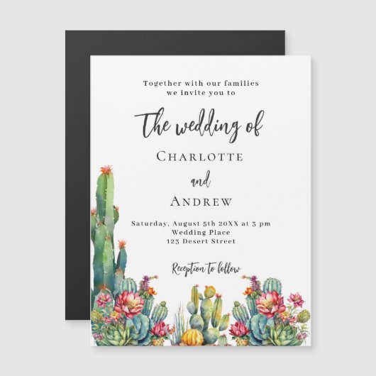 Cactus Blume Magneteinladung (Vorne/Hinten)