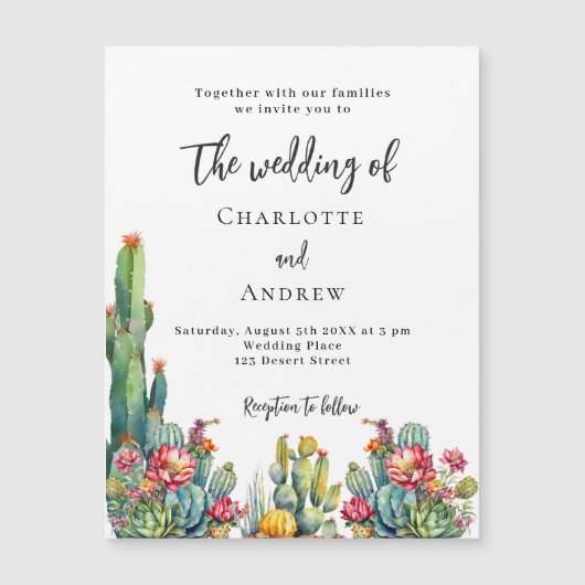 Cactus Blume Magneteinladung (Vorderseite)