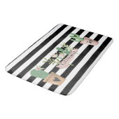 Cactus Blume Schwarz-weiß Stripes Badematte (Schrägansicht)