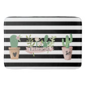 Cactus Blume Schwarz-weiß Stripes Badematte (Vorderseite)