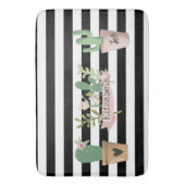 Cactus Blume Schwarz-weiß Stripes Badematte (Vorderseite Vertikal)