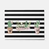 Cactus Blume Schwarz-weiß Stripes Fußmatte (Vorderseite)