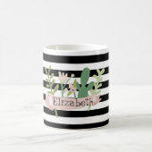 Cactus Blume Schwarz-weiß Stripes Kaffeetasse (Mittel)