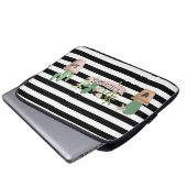 Cactus Blume Schwarz-weiß Stripes Laptopschutzhülle (Vorne Knopf)