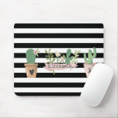Cactus Blume Schwarz-weiß Stripes Mousepad (Mit Mouse)