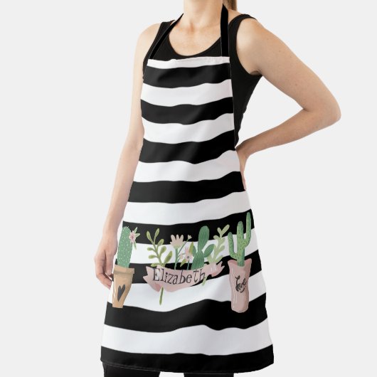 Cactus Blume Schwarz-weiß Stripes Schürze (InSitu)