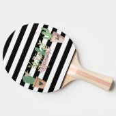 Cactus Blume Schwarz-weiß Stripes Tischtennis Schläger (Seitenansicht)