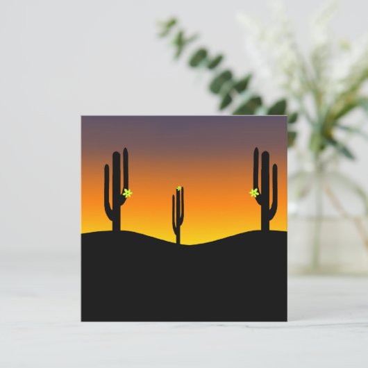 Cactus Blume Sunset Einladung (Stehend Vorderseite)