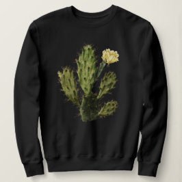 Cactus Blume Vintag Zeichnend Schwarzes Sweatshirt