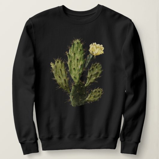 Cactus Blume Vintag Zeichnend Schwarzes Sweatshirt (Design vorne)