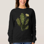 Cactus Blume Vintag Zeichnend Schwarzes Sweatshirt (Vorderseite)