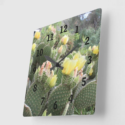 Cactus Blume Wall Clock Quadratische Wanduhr (Winkel)