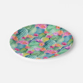 Cactus Blume Watercolor Art Wüste Farbenfroh Pappteller (Schrägansicht)