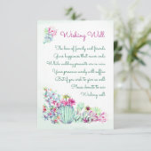Cactus Blume Wedding Wishing Well Cards Begleitkarte (Stehend Vorderseite)