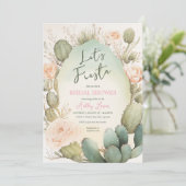 Cactus Blush Boho Greenery Desert Einladung (Stehend Vorderseite)