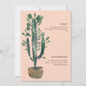 Cactus Blush Geometric Brautparty Einladung (Rückseite)