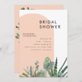 Cactus Blush Geometric Brautparty Einladung (Vorne/Hinten)
