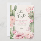Cactus Blush pink Fiesta Boho Greenery Bridal Einladung (Vorderseite)