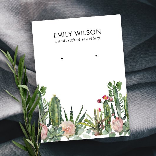 CACTUS BLUSH PROTEA FOLIAGE STUD EARRING DISPLAY B VISITENKARTE